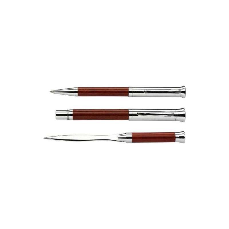 Parure stylo bille, plume et coupe-papier Paulette - Parure de stylos à prix grossiste