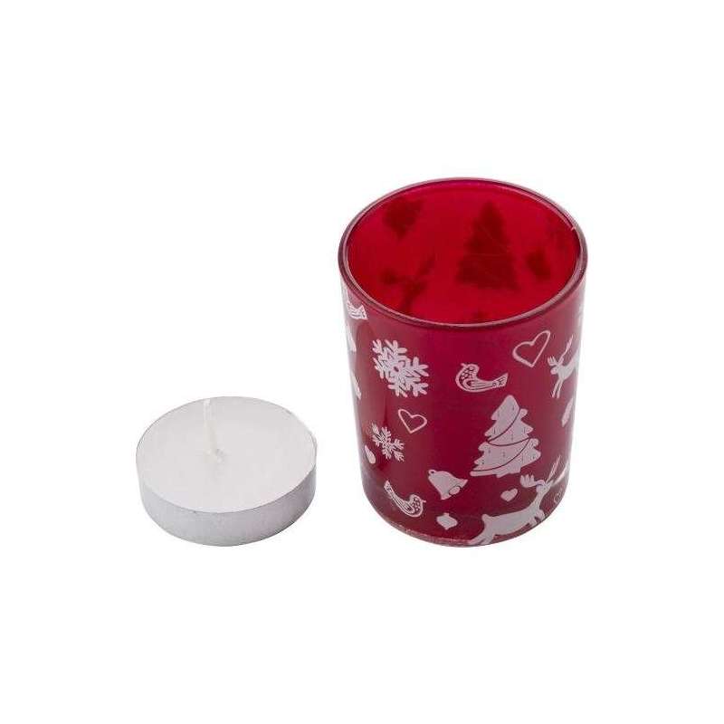 Decorated glass candle jar with Kirsten candle - Candle at wholesale prices