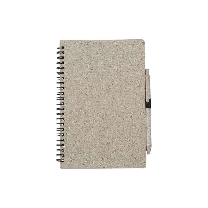 Spiral notebook in straw fiber with PP cover Massimo - booklet at wholesale prices