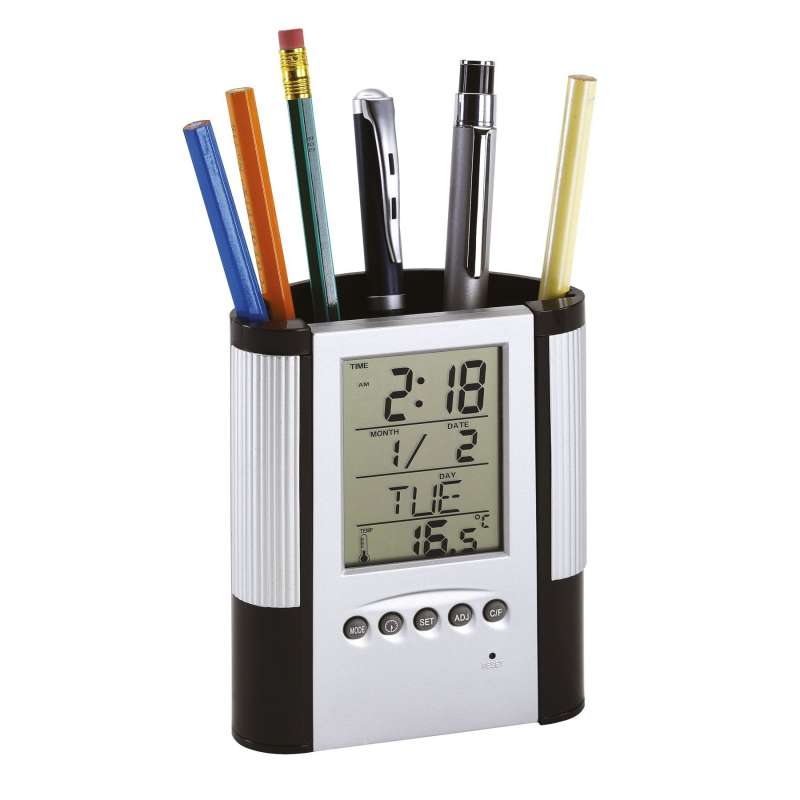 LCD alarm clock/pencil pot BUTLER - Alarm clock at wholesale prices
