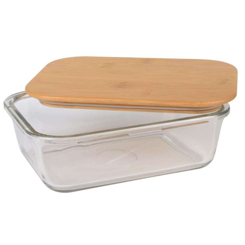 Bamboo-Lid Glass Lunch Box, 1.060 ml at wholesale prices - Cookie box at wholesale prices Bamboo-Lid Glass Lunch Box, 1.060 ml at wholesale prices - Cookie box at wholesale prices