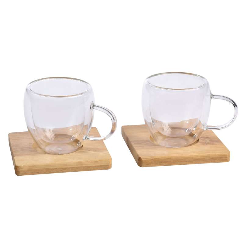 BAMBOO DUO cup set 100ml - glass mug at wholesale prices