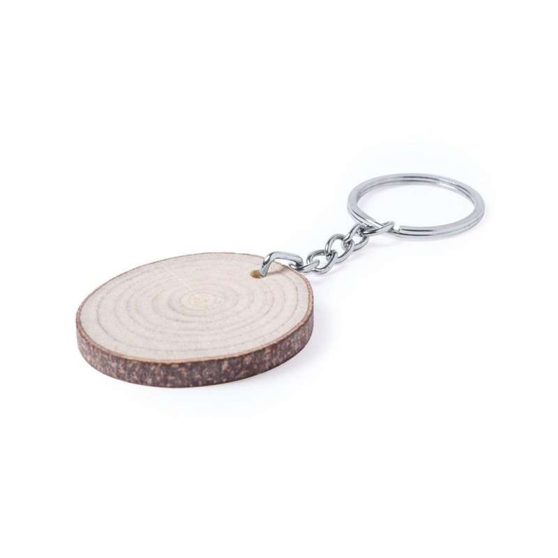 Browned key ring - Wood/cloth key ring at wholesale prices