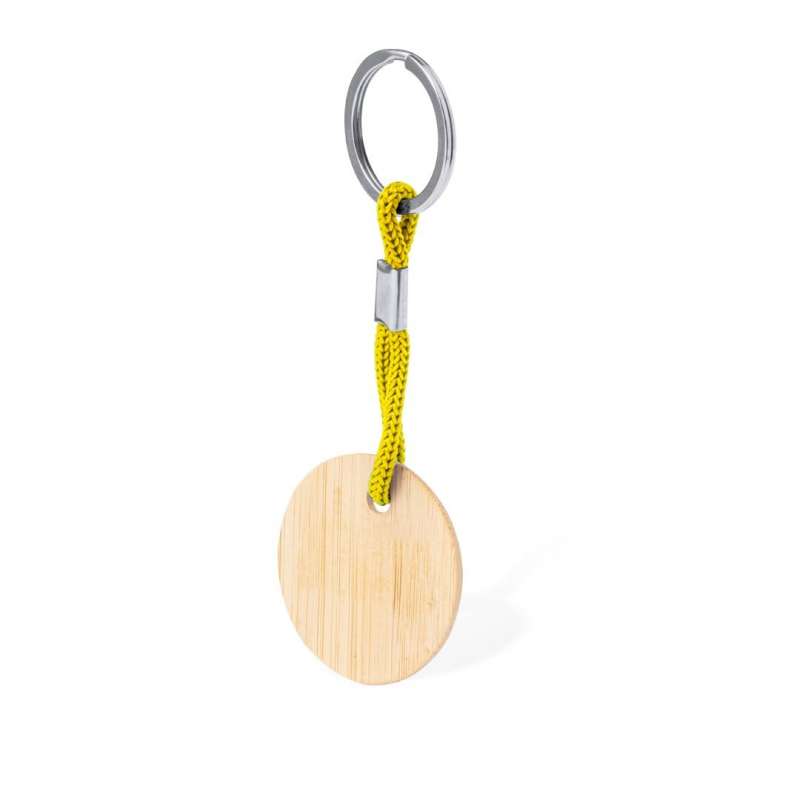 Porte-clés redondo de bambú con cordón a precios de mayorista - Llavero de madera a precios de mayorista Porte-clés redondo de bambú con cordón a precios de mayorista - Llavero de madera a precios de mayorista