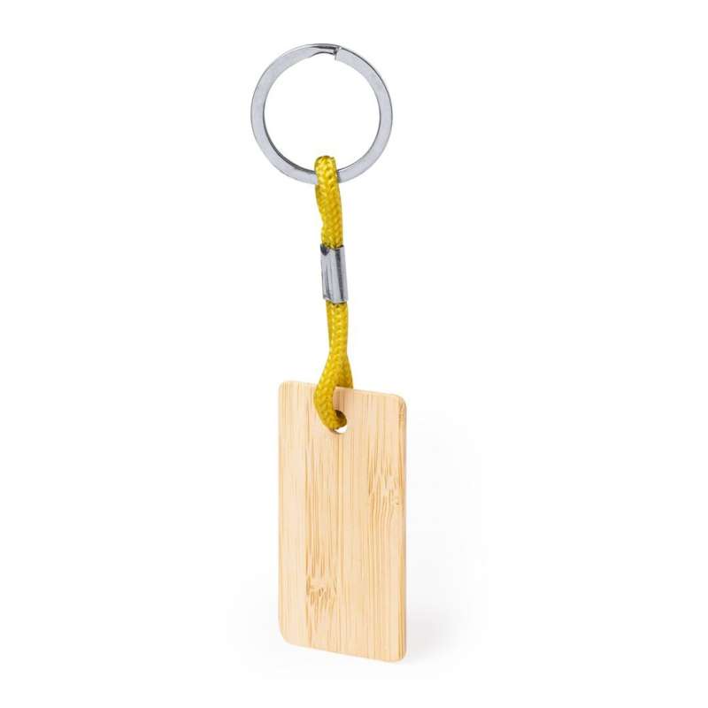 Llavero rectangular de bambú con cordón - Llavero de madera a precios de mayorista Llavero rectangular de bambú con cordón - Llavero de madera a precios de mayorista