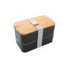 Bento 'Mihara', black, with bambou lid - Lunch box at wholesale prices