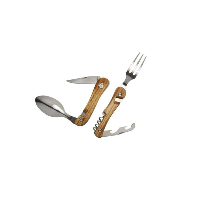 Tradition' 6-function magnetic cutlery, ash - Foldable cutlery at wholesale prices