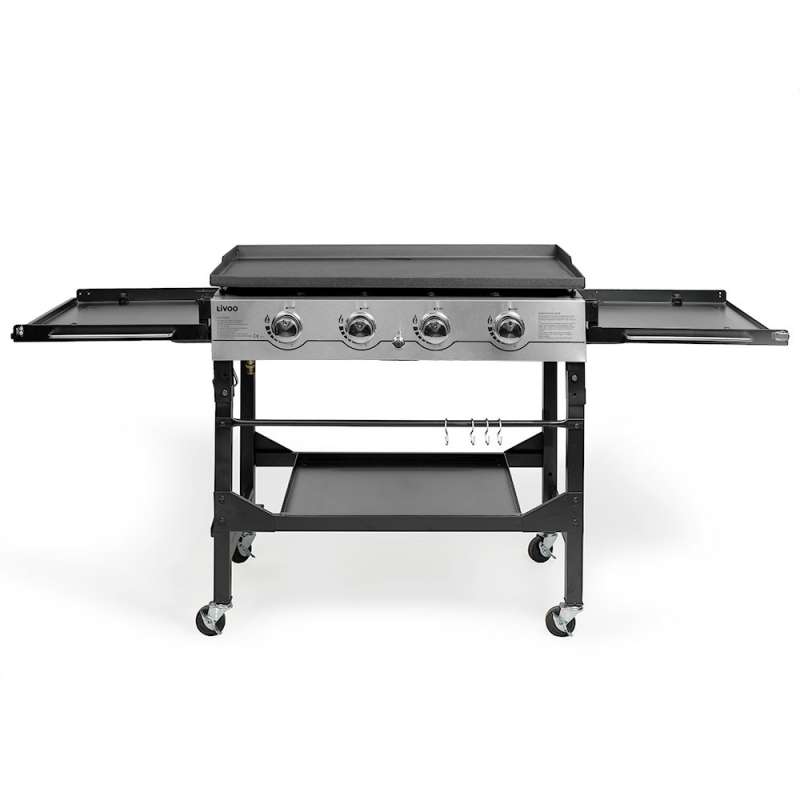 Gasgrill med 4 brændere og hjul 193x64 cm - Plancha til engrospris