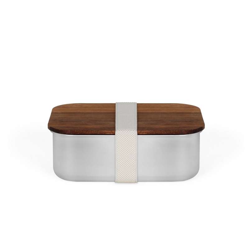 Rvs lunchbox 1250 ml met acaciahoutsluiting - Lunchbox tegen groothandelsprijzen