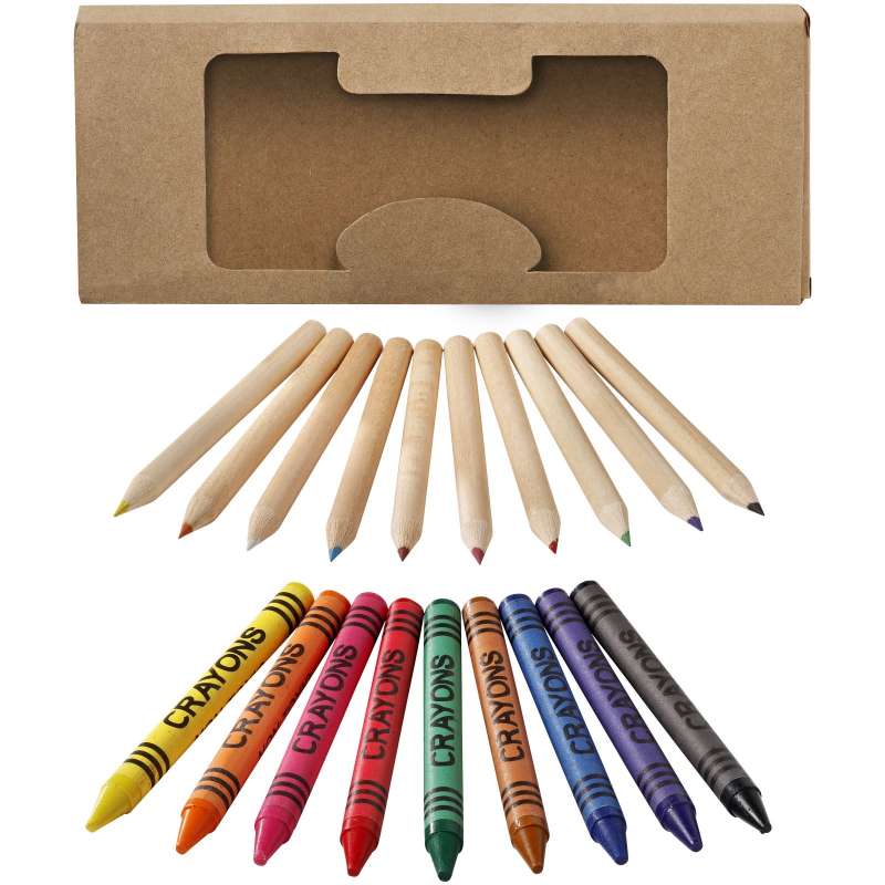 Kit de crayons et crayons gras colorés 19 pièces Lucky - Bullet - Crayon de couleur à prix grossiste