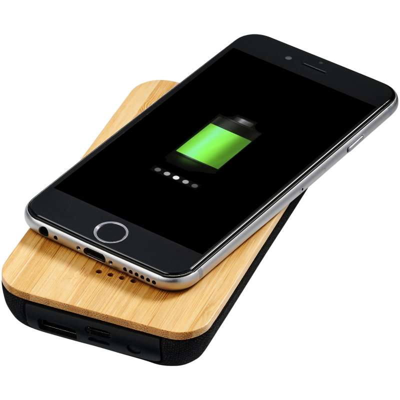 Induction charger and 6000mAh emergency battery in bambou/Future fabric - Avenue - Phone accessories at wholesale prices