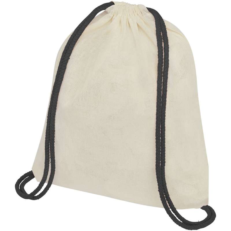 Oregon coton backpack with 100 g/m² drawstring and coloured drawstrings - Bullet - lightweight drawstring backpack at wholesale prices