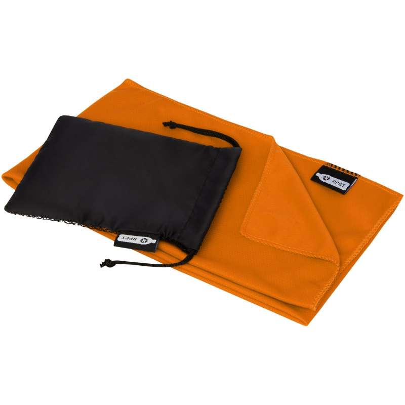 Raquel recycled PET sports towel with pouch - Bullet - Recyclable accessory at wholesale prices