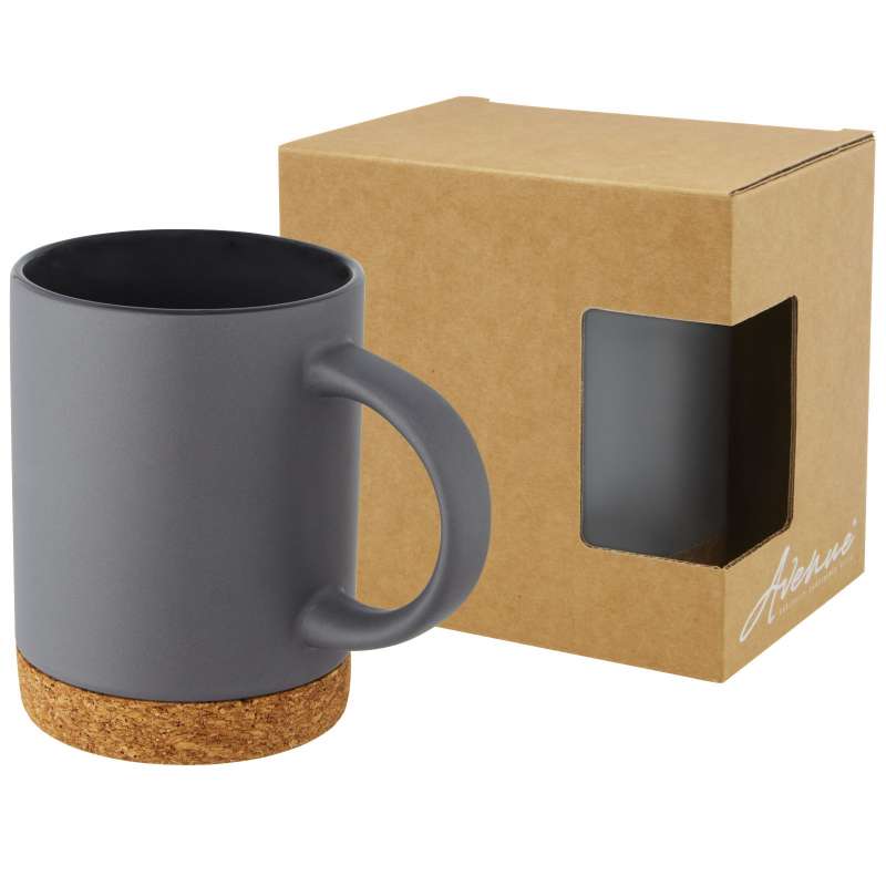 Neiva 425 ml ceramic mug with cork base - Avenue - Recyclable accessory at wholesale prices