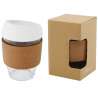 Lidan 360 ml borosilicate glass tumbler with cork grip and silicone lid - Avenue - Recyclable accessory at wholesale prices
