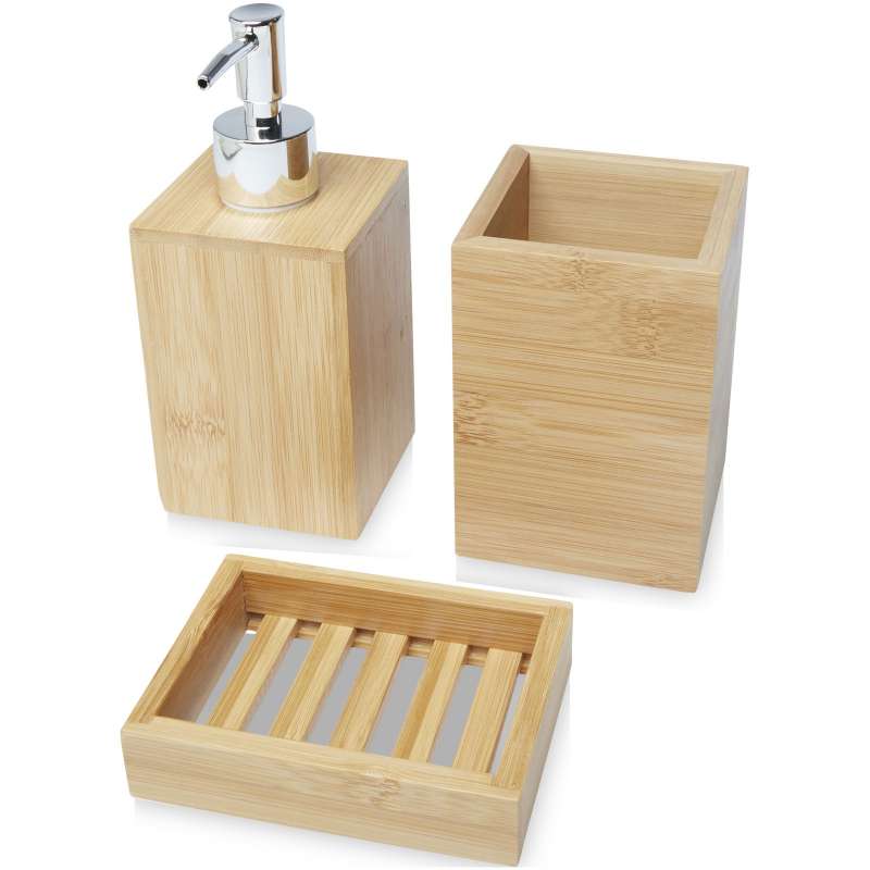 Ensemble 3 pièces pour salle de bains Hedon en bambou - Produit en bois à prix grossiste