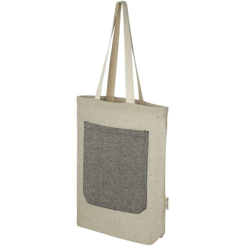 9 l Pheebs shopping bag in 150 g/m² recycled coton with front pocket - Shopping bag at wholesale prices