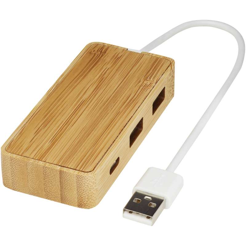 Hub USB Tapas en bambou - Hub à prix grossiste