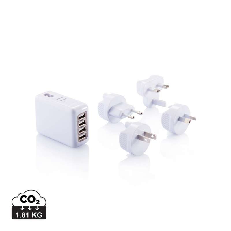 Travel adapter with 4 USB ports - Adapter at wholesale prices