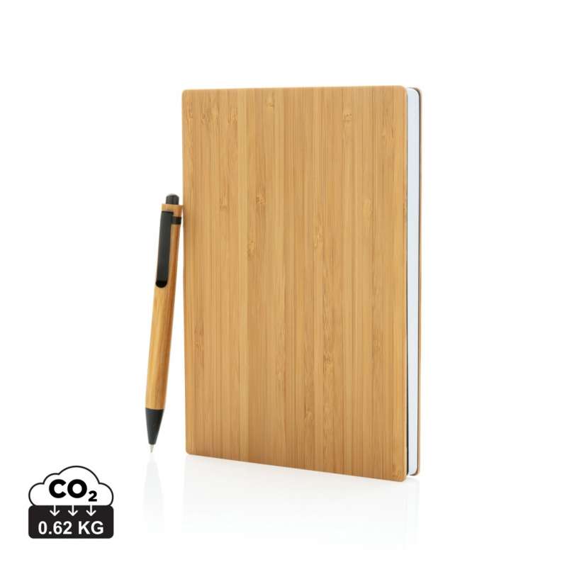 Set carnets de notes A5 et stylo en bambou - Bloc-notes à prix de gros