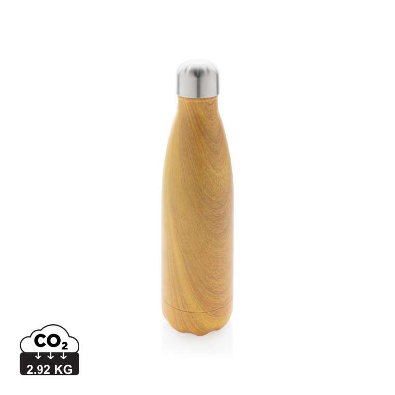 Isothermal steel bottle with wood effect - Isothermal bottle at wholesale prices