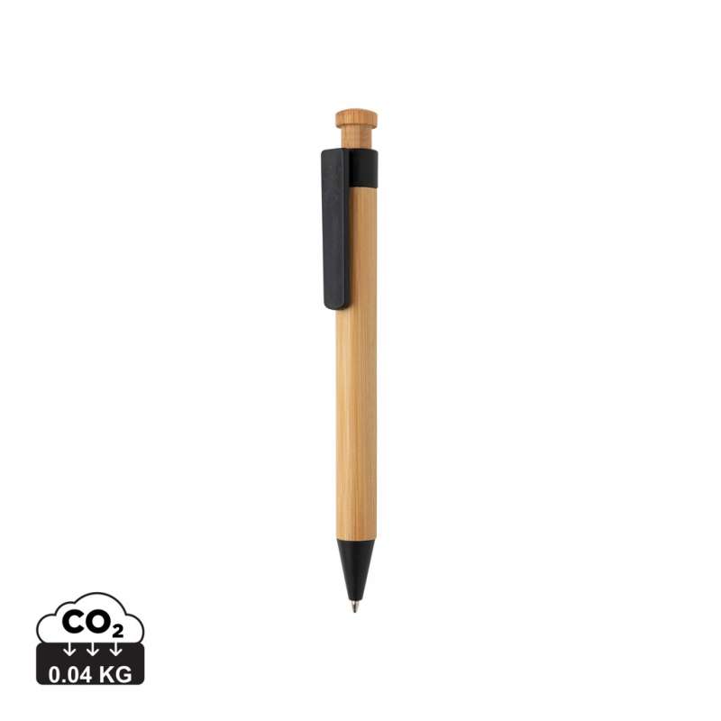 Bamboo pen with straw fiber clip - Ballpoint pen at wholesale prices