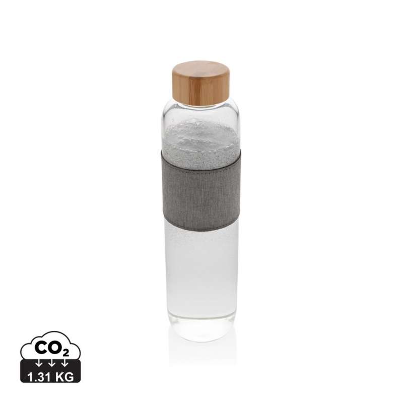 Glass bottle with bambou lid Impact - Recyclable accessory at wholesale prices