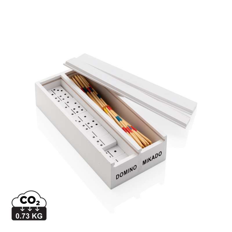 Mikado/domino game in wooden box - Wooden game at wholesale prices