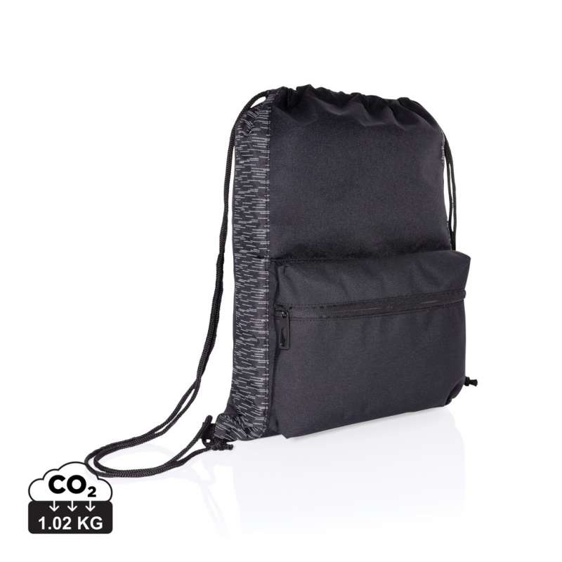 Reflective drawstring backpack in RPET - Recyclable accessory at wholesale prices