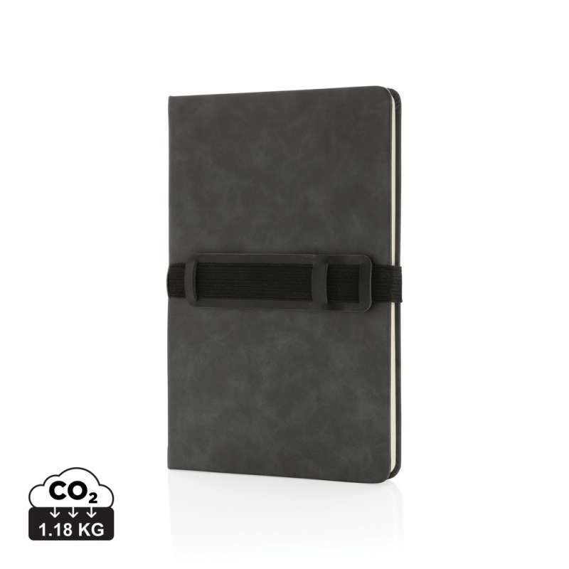 A5 PU notebook with phone and pen holder - booklet at wholesale prices