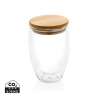 Double-walled glass 350ml with bambou lid - Wooden product at wholesale prices