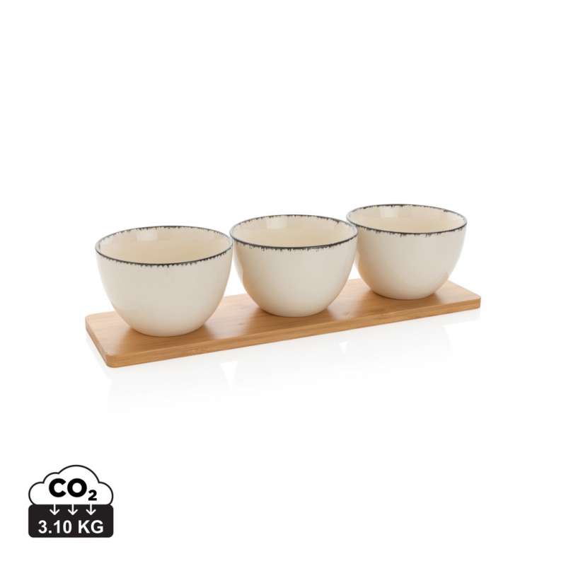 Set of 3 serving bowls with bambou tray Ukiyo - Wooden product at wholesale prices