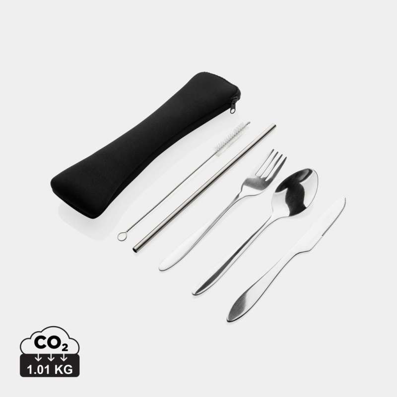 Set of 4 reusable inox cutlery sets - Covered at wholesale prices