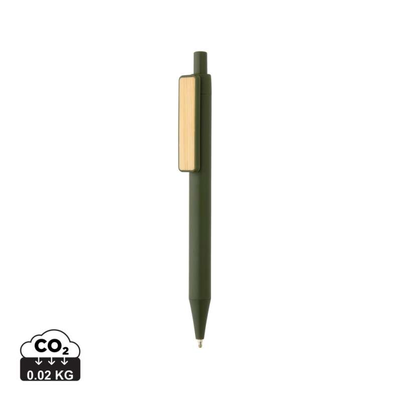 Recycled ABS GRS pen with bambou clip - Recyclable accessory at wholesale prices