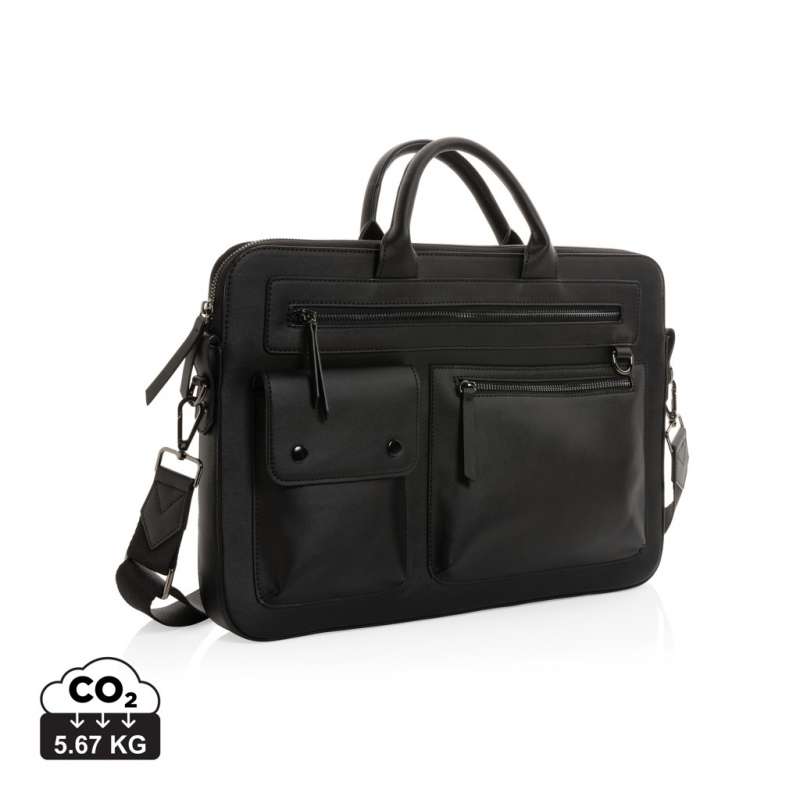 Schwarze 14'' Laptop-Tasche aus recyceltem PU - Tasche zu Großhandelspreisen Schwarze 14'' Laptop-Tasche aus recyceltem PU - Tasche zu Großhandelspreisen
