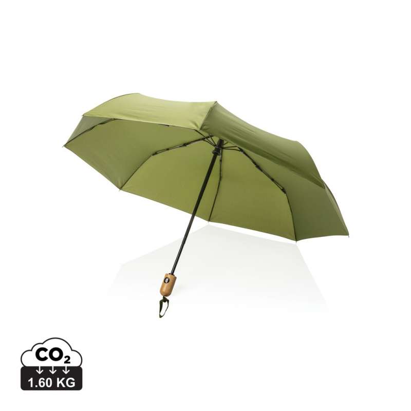 Automatic 21 rPET 190T and bambou Impact AWARE umbrella - Recyclable accessory at wholesale prices