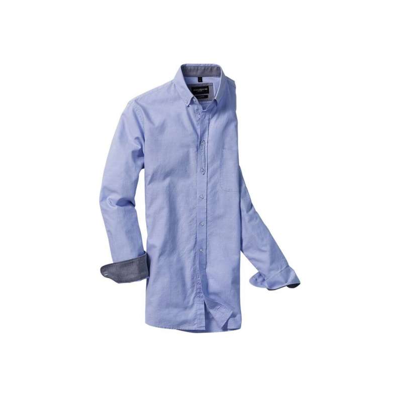 Men's long sleeve tailored washed oxford shirt - Men's shirt at wholesale prices