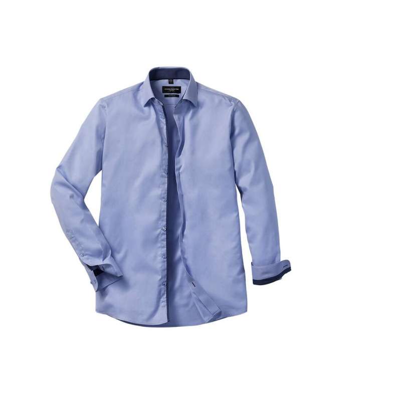 Men's long sleeve tailored contrast herringbone shirt - Chemise homme à prix de gros