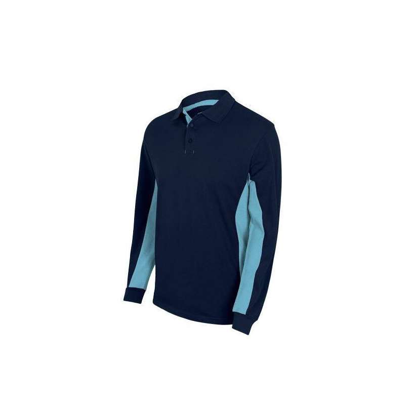 Two-tone long-sleeve polo shirt - Men's polo shirt at wholesale prices