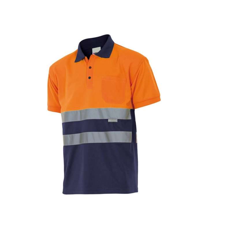 Two-tone short-sleeve high-visibility polo shirt - Men's polo shirt at wholesale prices