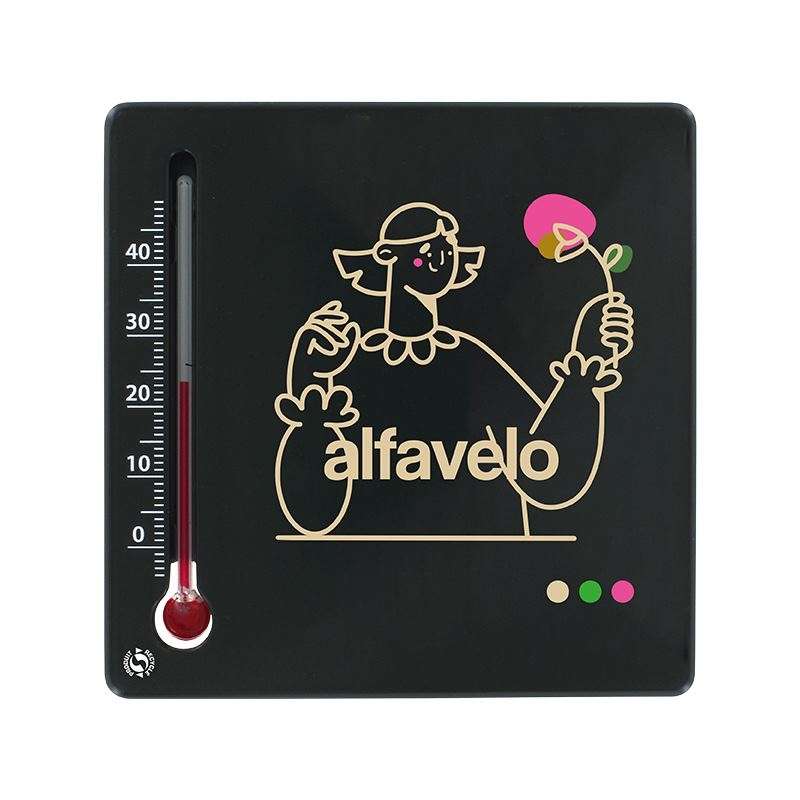 Termómetro cuadrado de poliestireno reciclado - Termómetro a precios de mayorista