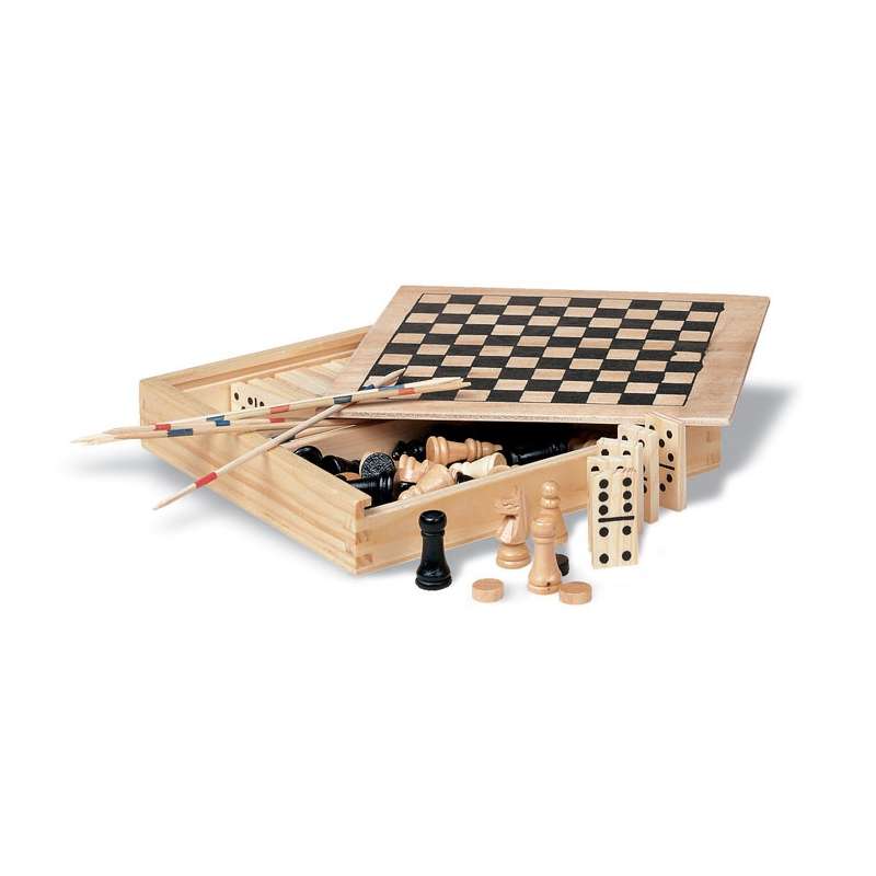 TRIKES - 4 games in a wooden box - Wooden game at wholesale prices