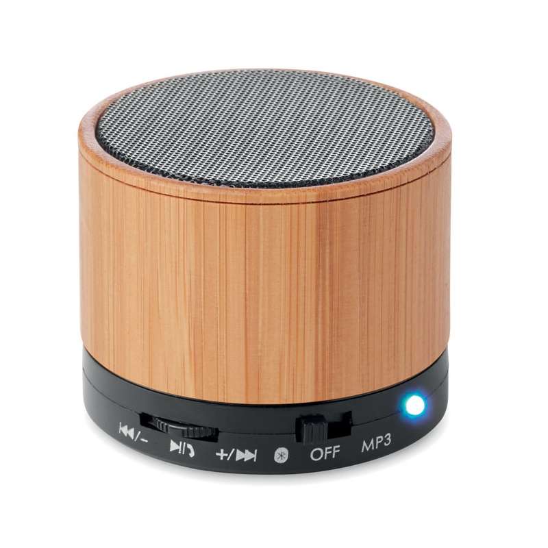 ROUND BAMBOO - Bamboo wireless speaker - Phone accessories at wholesale prices