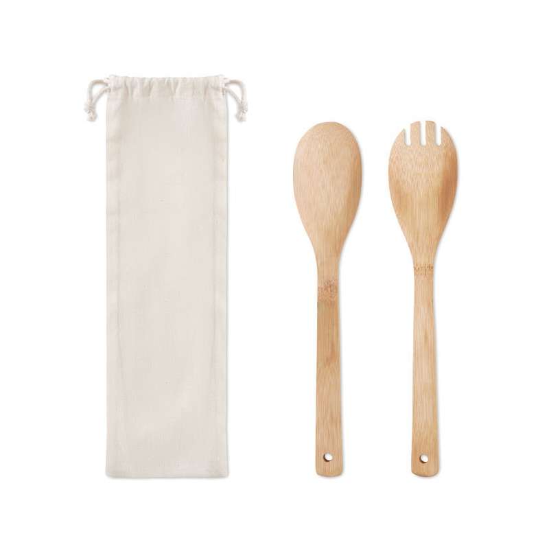 MAYEN SET - Bamboo salad servers - Covered at wholesale prices