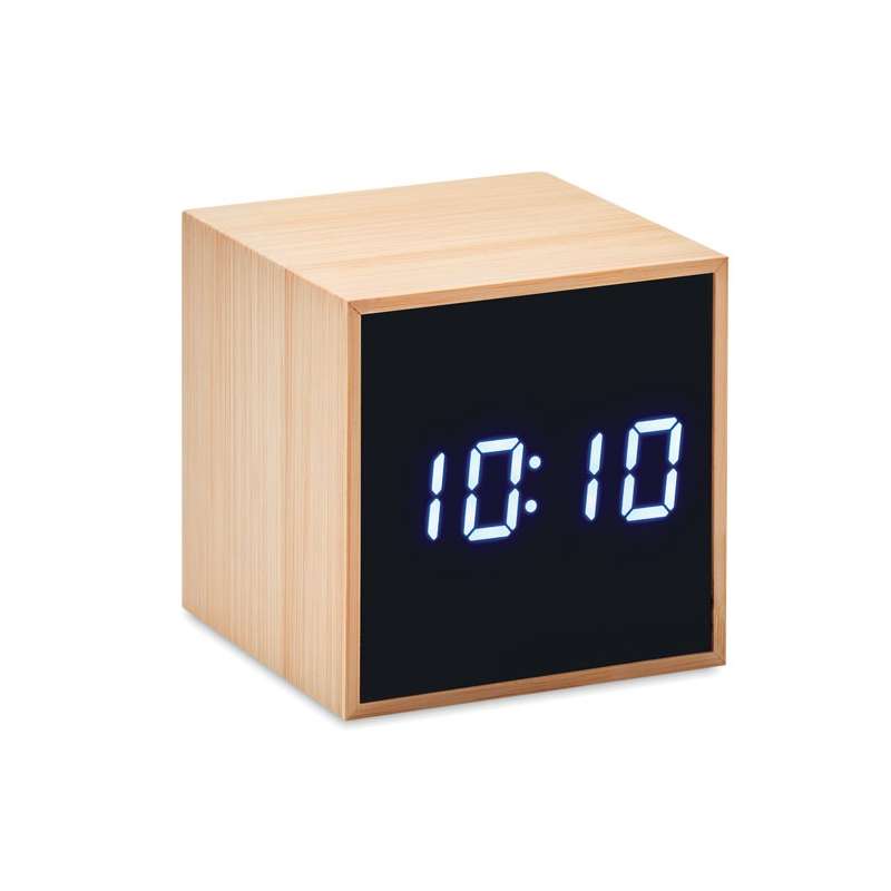 MARA CLOCK - LED alarm clock with bambou case - Alarm clock at wholesale prices