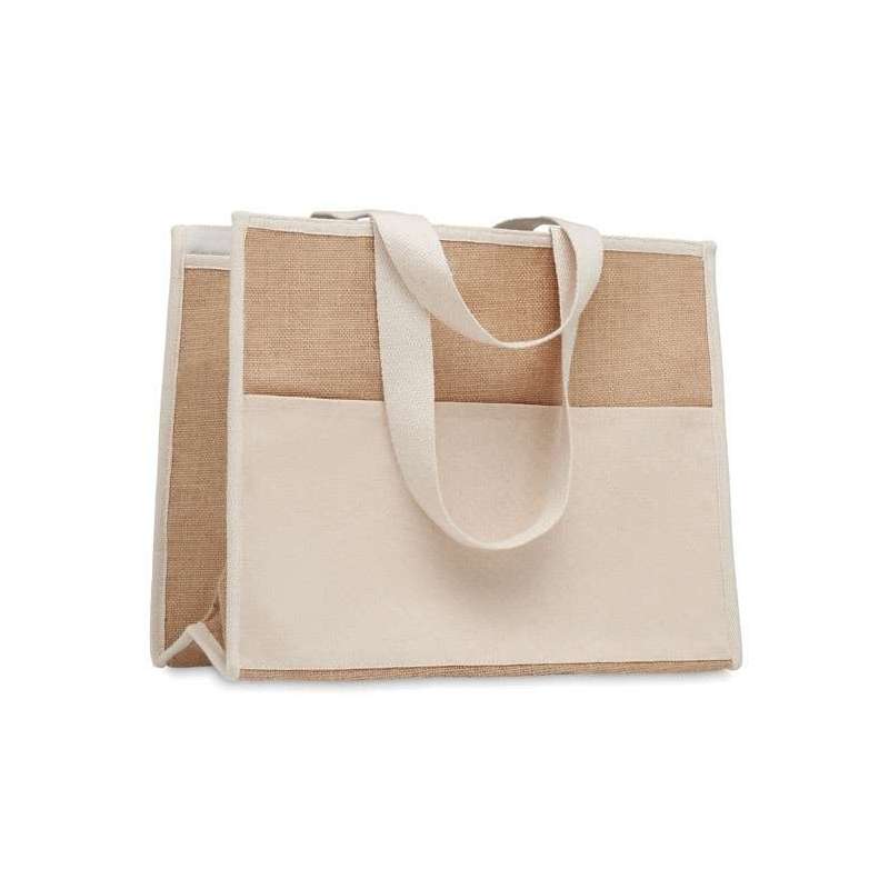 Grote jute en canvas boodschappentas met zak - Natuurlijke tas tegen groothandelsprijzen Grote jute en canvas boodschappentas met zak - Natuurlijke tas tegen groothandelsprijzen
