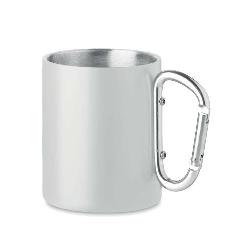 Doppelwandiger Edelstahl-Mug mit Karabinergriff 300 ml zu Großhandelspreisen - Artikel für Sublimation zu Großhandelspreisen Doppelwandiger Edelstahl-Mug mit Karabinergriff 300 ml zu Großhandelspreisen - Artikel für Sublimation zu Großhandelspreisen