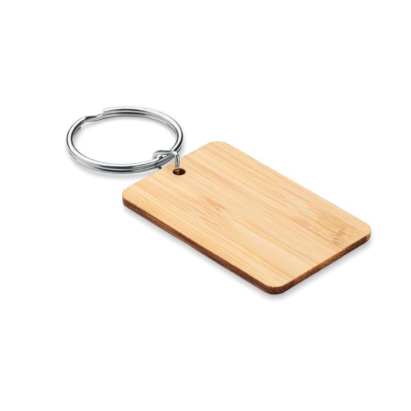 ANGLEBOO - Rectangular bambou key ring - Wooden key ring at wholesale prices