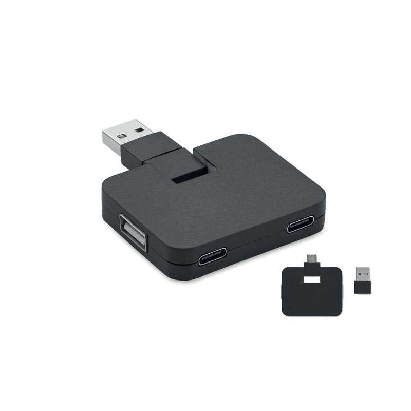 SQUARE-C - 4-port USB hub and 20cm cable - Hub at wholesale prices