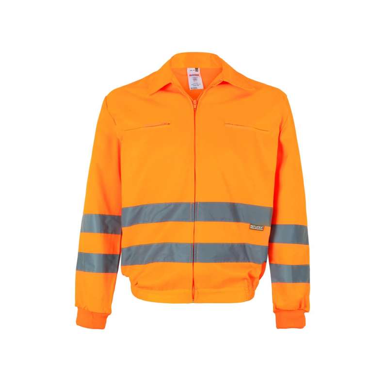 Reflekterende polycotton HV jakke med elastisk talje til engrospris - Høj synlighed jakke til engrospris